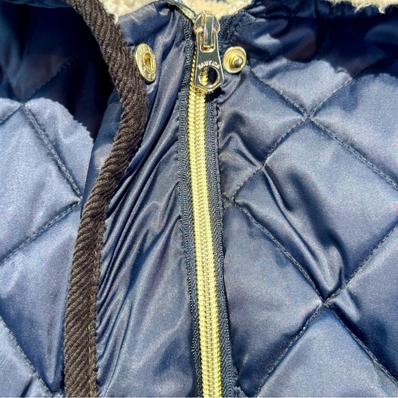 Nautica Womens XL Navy Blue Insulated Quilted Jacket Faux Fur Trim Jacket - Picture 5 of 7